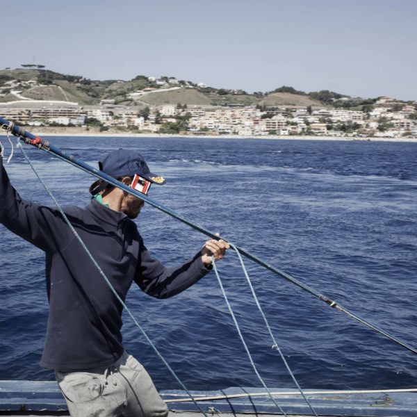 Fishing the swordfish to Stretto of Messina (Sicily) with Arena family on Simone boat.
Story about passing the fishing tradition by father to son.
Fight between human and animal, men against fish.